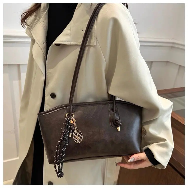 2025 autumn popular retro style underarm bag, large capacity daily commuting tote bag FairWonder