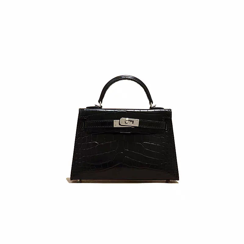High-end crocodile pattern top layer cowhide shoulder crossbody handbag FairWonder