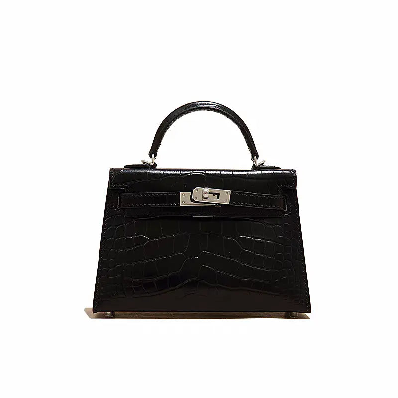 High-end crocodile pattern top layer cowhide shoulder crossbody handbag FairWonder