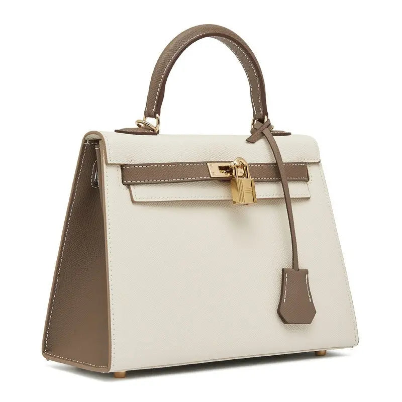 Large capacity platinum retro fashion handbag Kelly contrast color bag, one shoulder diagonal versatile handbag FairWonder