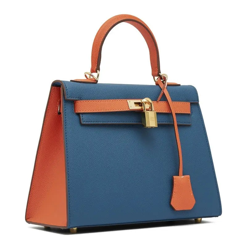 Large capacity platinum retro fashion handbag Kelly contrast color bag, one shoulder diagonal versatile handbag FairWonder