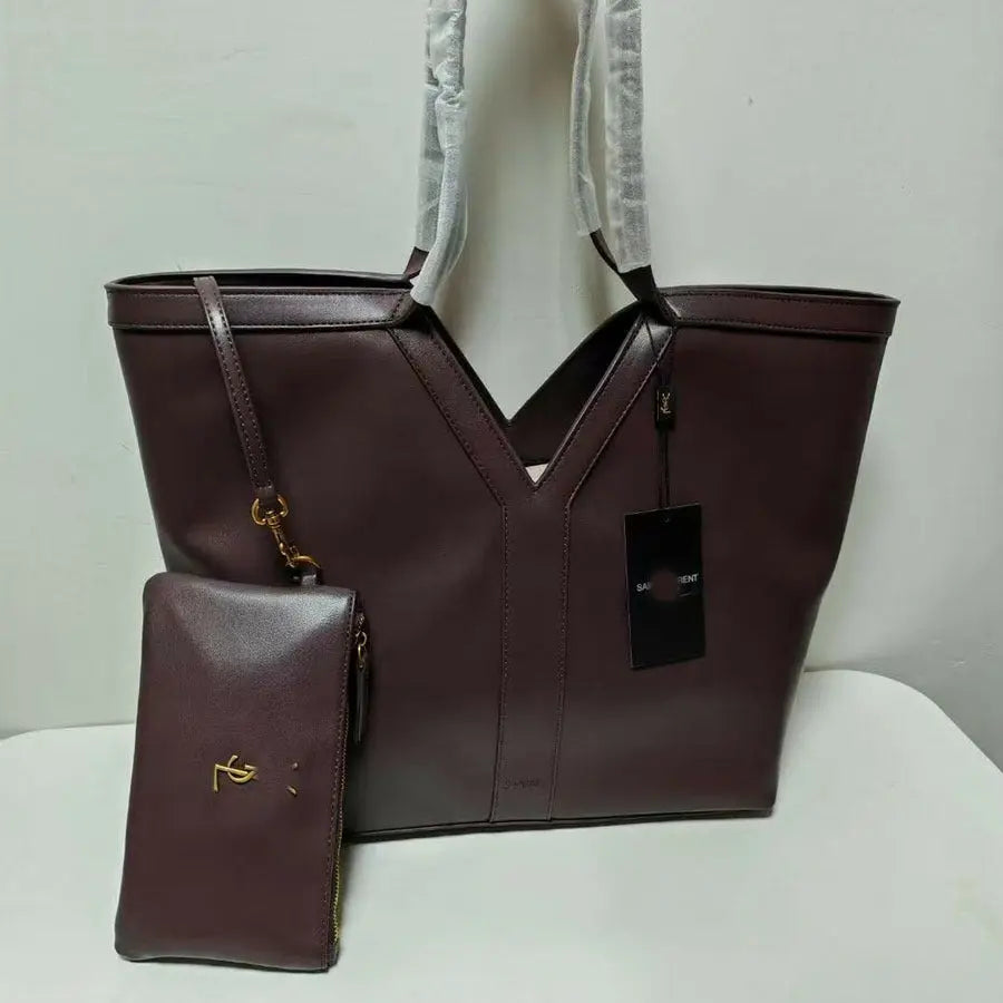 Light luxury Y-shaped soft leather large capacity tote bag, lazy style, fashionable commuter bag under the armpit FairWonder