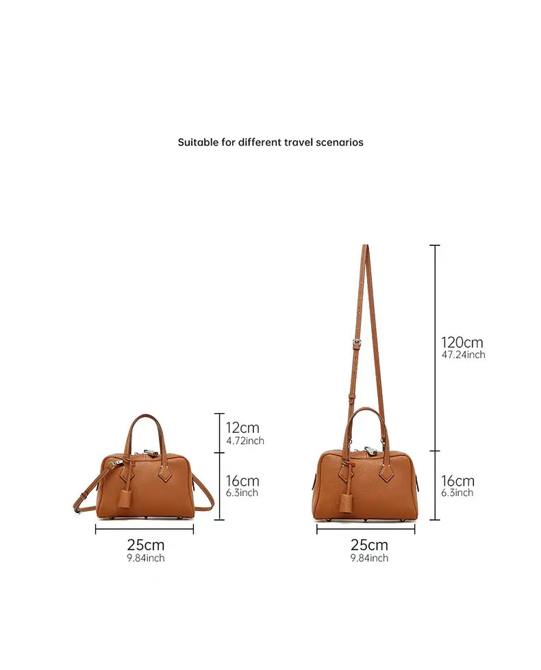 Boston pillow bag pure cowhide simple handbag can be shoulder or crossbody FairWonder