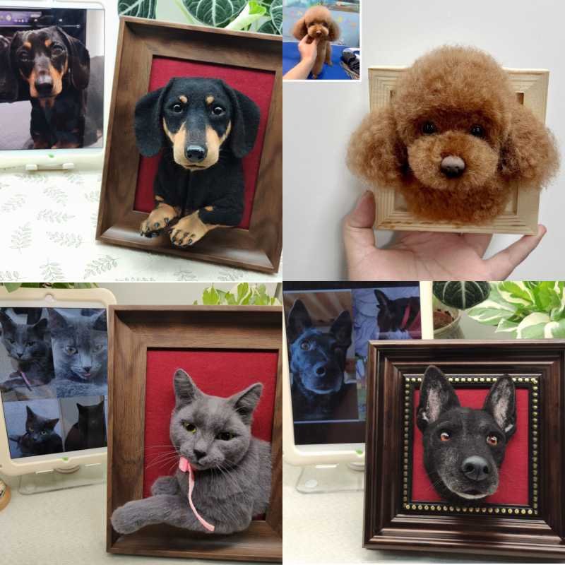 Personalized needle good felted pet portrait