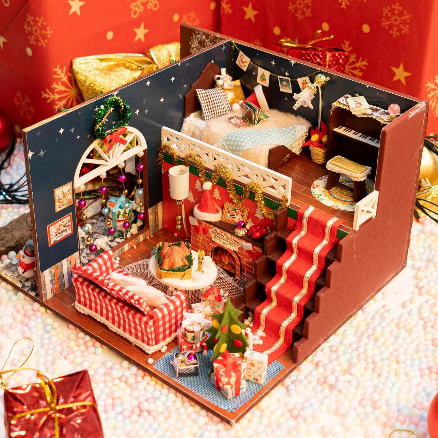 DIY Dollhouse Christmas Gift New Year Kit Miniature House Model @anita.fiberartist