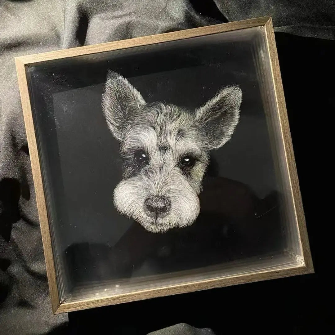 FairWonder Custom 3D Glass Engraved Pet Portrait – Ultra-Realistic Pet Line Art  Cat/Dog Portrait Art Suitable For All Animals @3dartistlinda