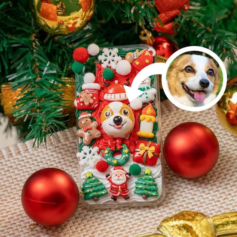 FairWonder Personalized Clay Dog/Cat/Pet Cream Gel DIY Phone Case Gift Christmas @3dartistlinda