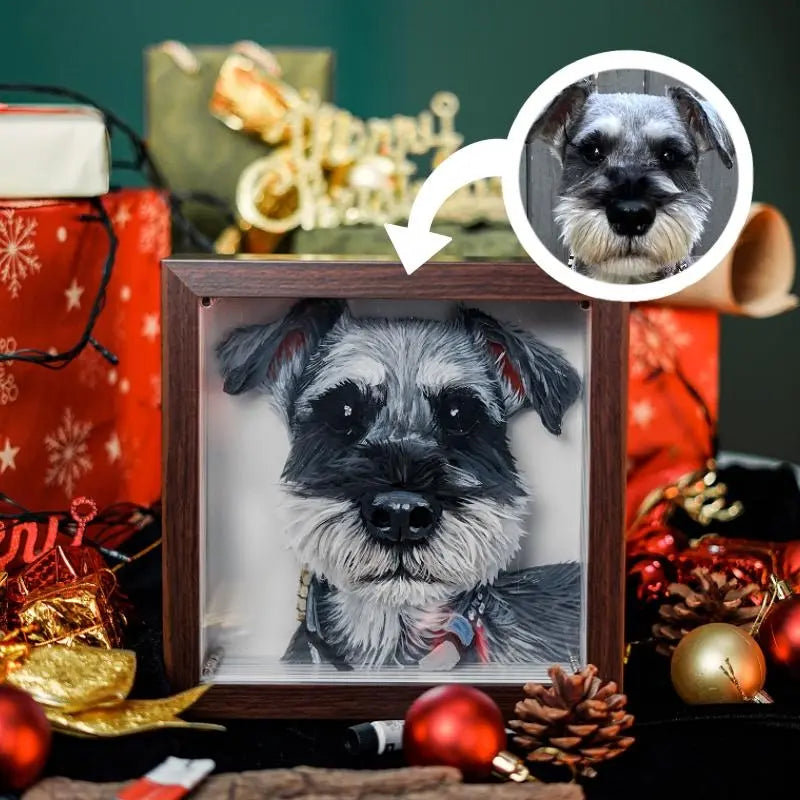 FairWonder Custom 3D Glass Painting Pet Painting Cat/Dog Portrait Art Suitable For All Animals/Pet +Human Portrait Christmas Gift @3dartistlinda