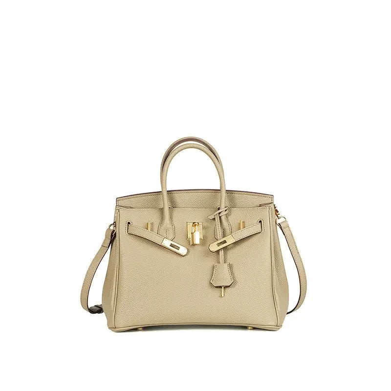 Togo first layer cowhide handmade platinum bag, lychee grain genuine leather women's bag lock buckle high-end handbag FairWonder