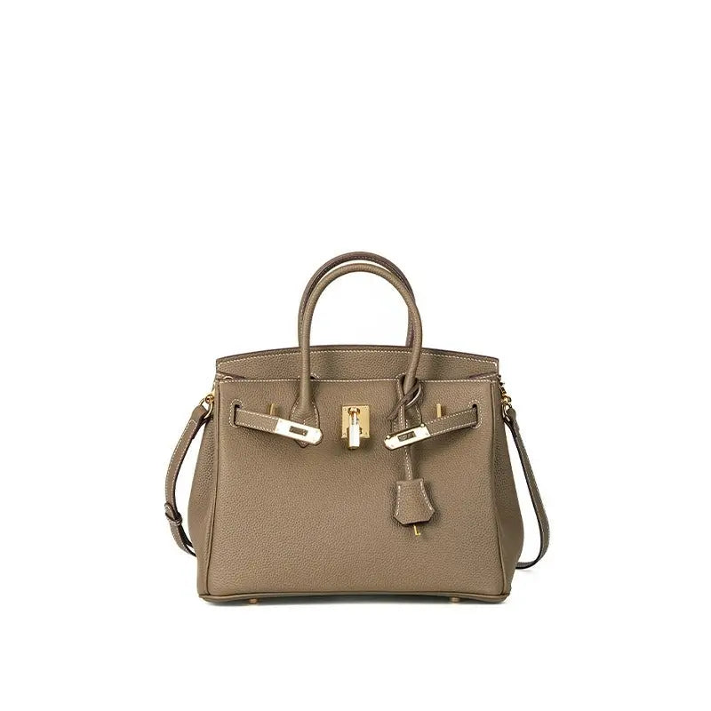 Togo first layer cowhide handmade platinum bag, lychee grain genuine leather women's bag lock buckle high-end handbag FairWonder