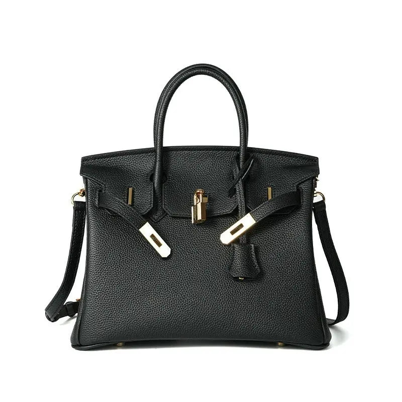 Togo first layer cowhide handmade platinum bag, lychee grain genuine leather women's bag lock buckle high-end handbag FairWonder