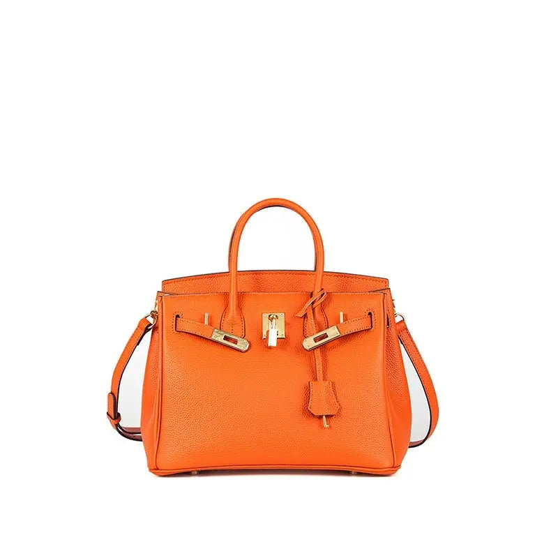 Togo first layer cowhide handmade platinum bag, lychee grain genuine leather women's bag lock buckle high-end handbag FairWonder