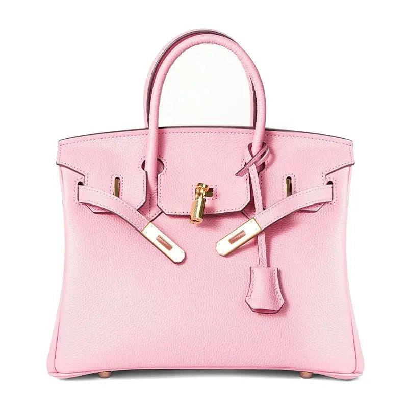 Togo first layer cowhide handmade platinum bag, lychee grain genuine leather women's bag lock buckle high-end handbag FairWonder
