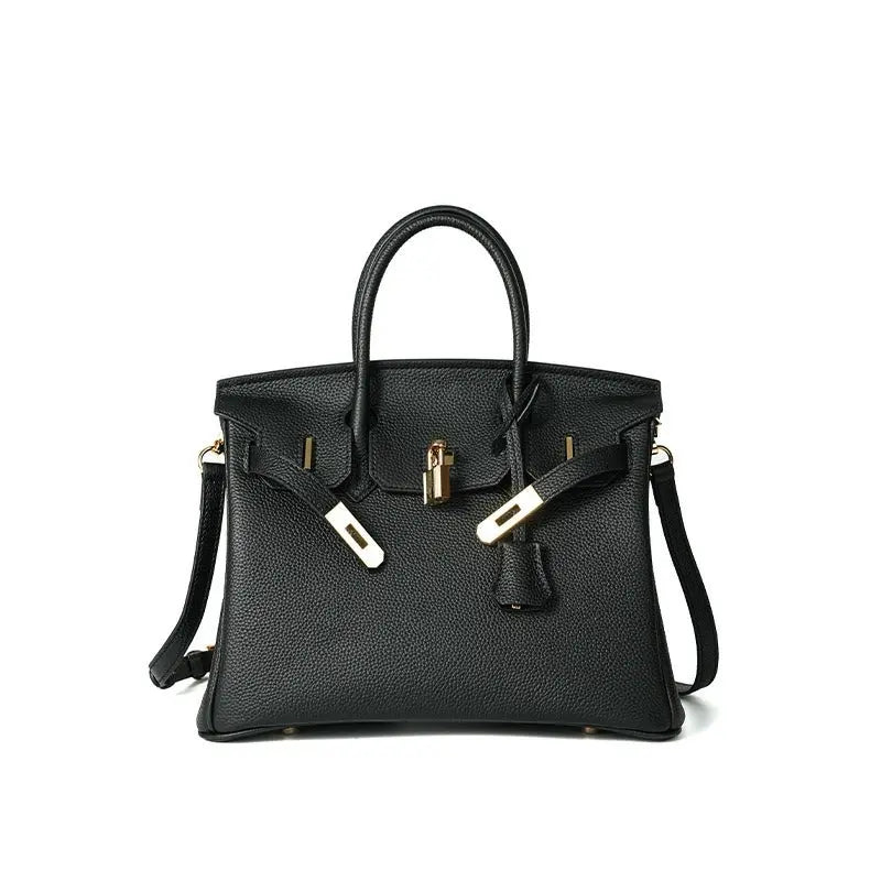Togo first layer cowhide handmade platinum bag, lychee grain genuine leather women's bag lock buckle high-end handbag FairWonder
