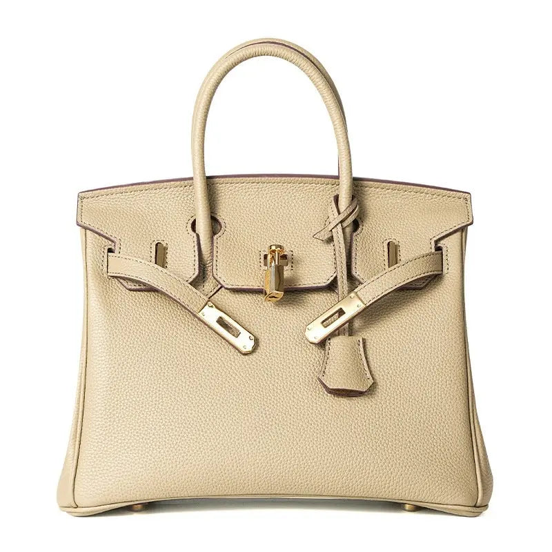 Togo first layer cowhide handmade platinum bag, lychee grain genuine leather women's bag lock buckle high-end handbag FairWonder